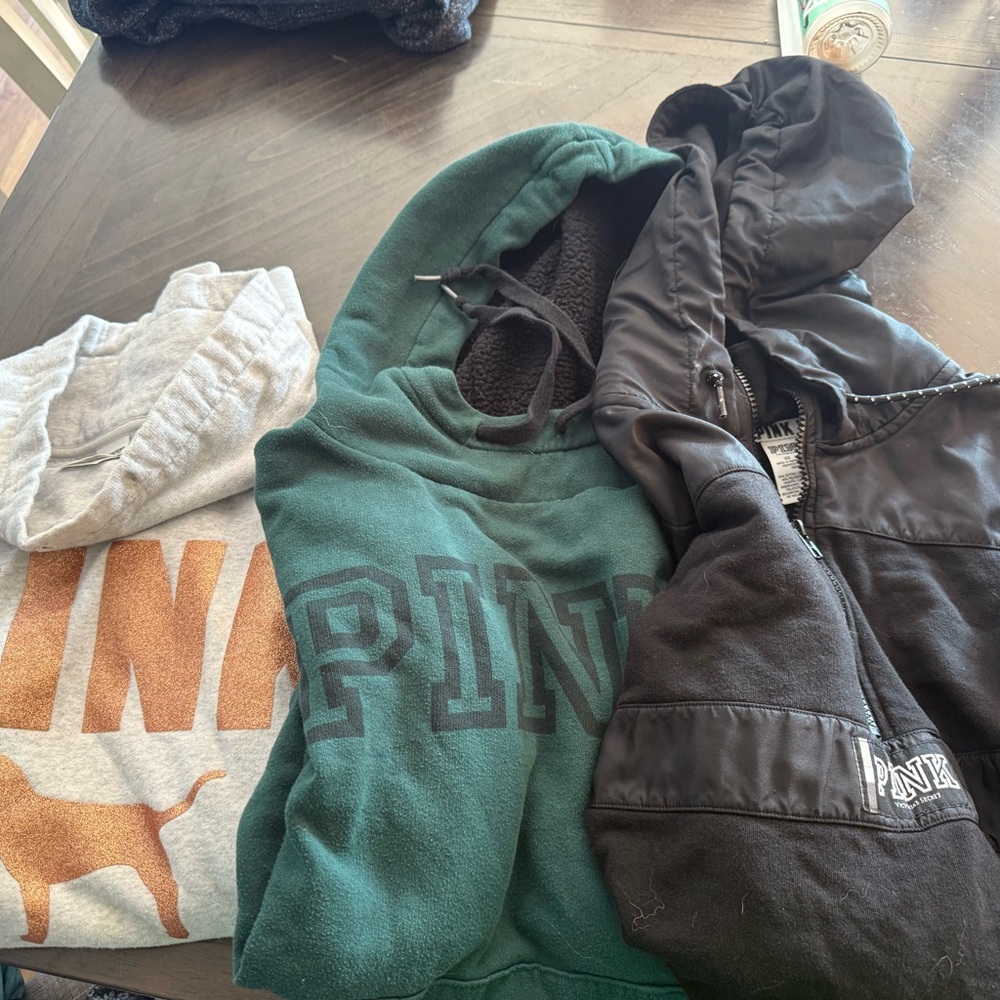 Kids PINK Victoria's Secret Hooded Jacket - Black and Green